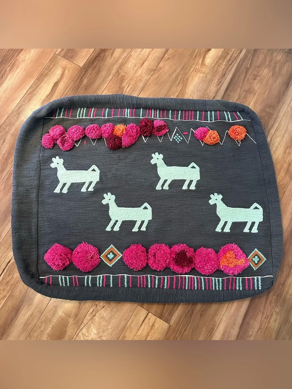 Anthropologie Sit. Stay. Love Pom Pom Dog Bed Boho Dog Pillow Cover 32” x 24”